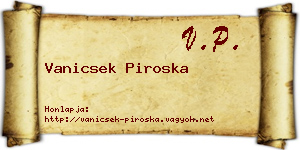 Vanicsek Piroska névjegykártya